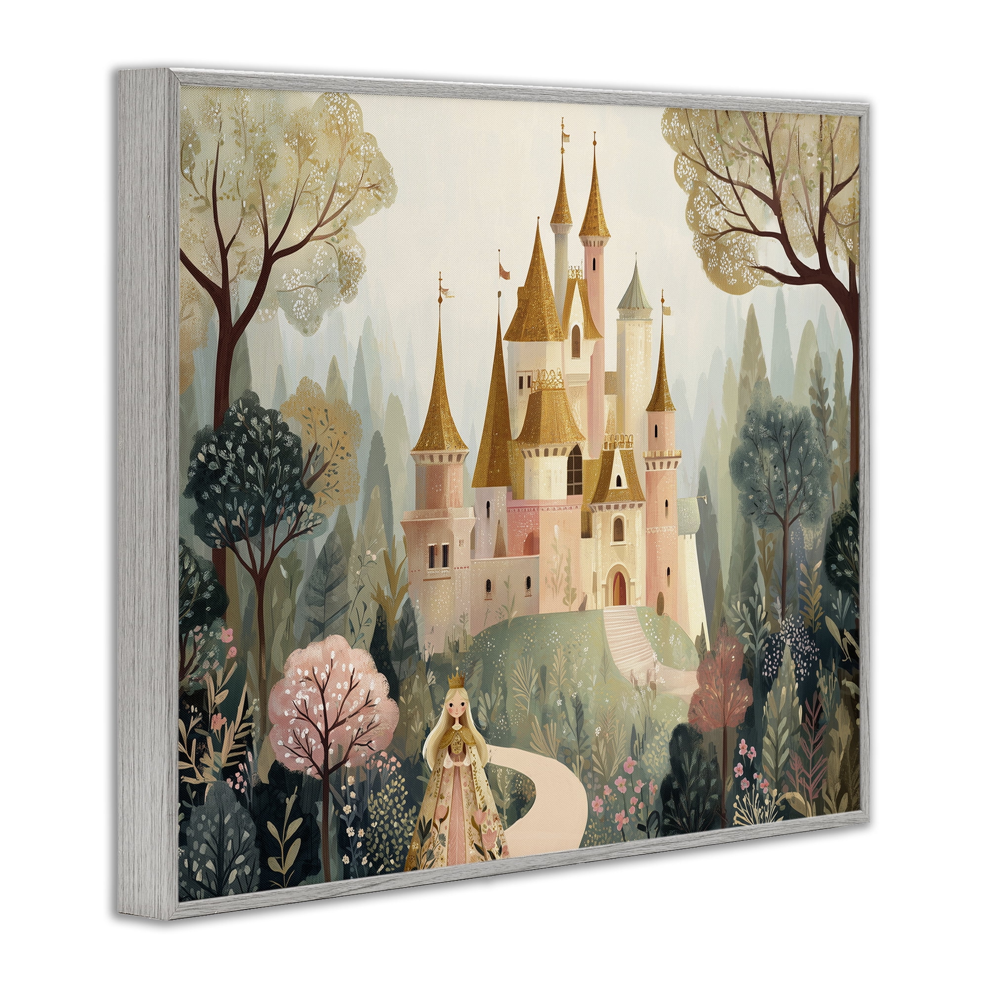 Stupell Industries Whimsical Castle Path Gray Framed Giclee Art, design by Christine Simpson Art