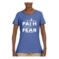 thumbnail image 2 of Wild Bobby, Faith Over Fear Psalm 118:6 White, Inspirational/Christian, Women Graphic Tee, Light Blue, Medium, 2 of 3