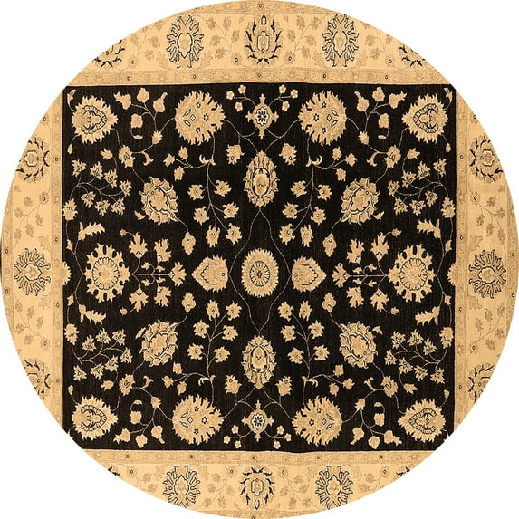 Ahgly Company Indoor Round Oriental Brown Traditional Area Rugs, 3' Round