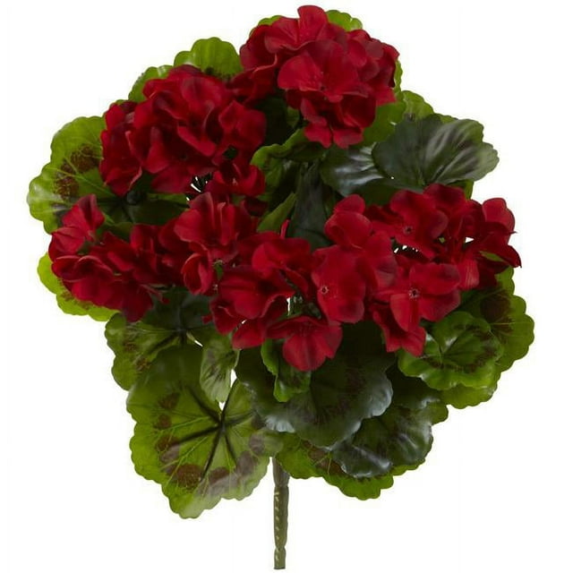 Nearly Natural 6140-S4-RD Geranium Artificial Bush UV Resistant, Red - Set of 4