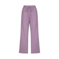 thumbnail image 4 of up to 60% off Gifts Usmixi Womens Cropped Pants Summer Drawstring Elastic Waist Cotton Linen 3/4 Trousers Fashion Butterfly Print Pocket Loose Pants Purple m, 4 of 5
