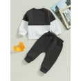 thumbnail image 5 of Musuos Infant Baby Boy 2Pcs Fall Clothes Set 6 12 18 24M 3T Long Sleeve Contrast Color Sweatshirt Tops Pants Winter Outfits, 5 of 10