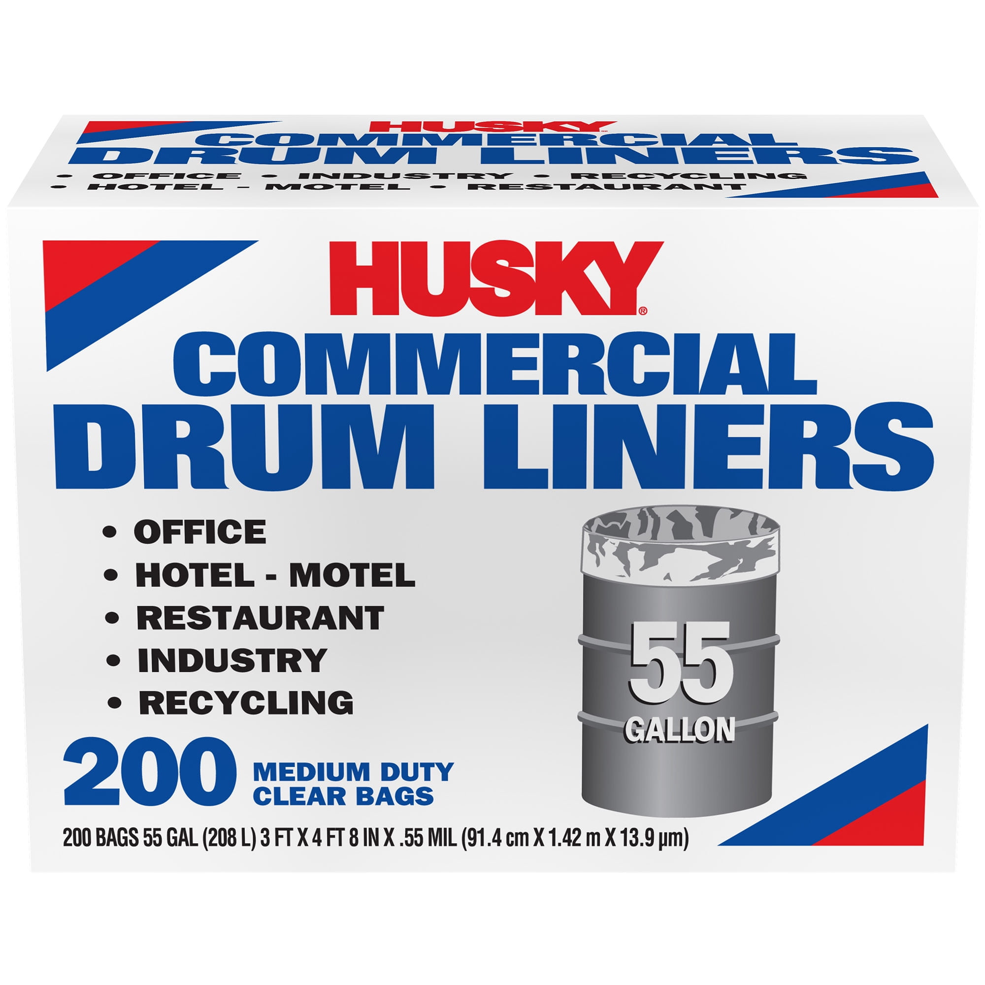Husky 55 Gallon Twist Tie 200 Pieces Clear Commercial Can Liner
