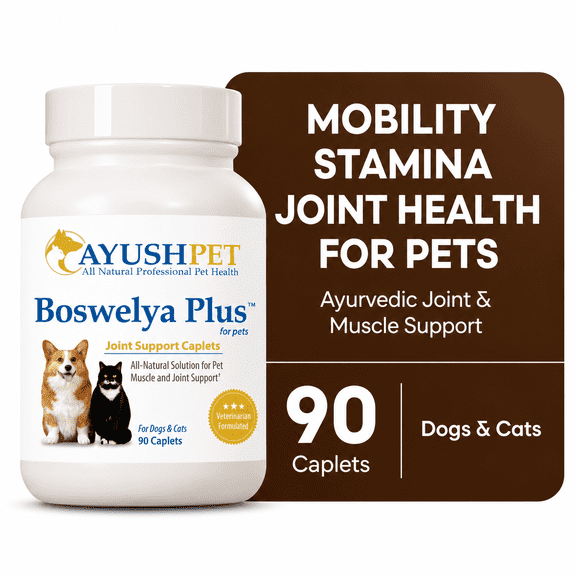 Ayush Pet Boswelya Plus Joint Supplement for Dogs and Cats with Glucosamine and Bromelain, 90 Caplets
