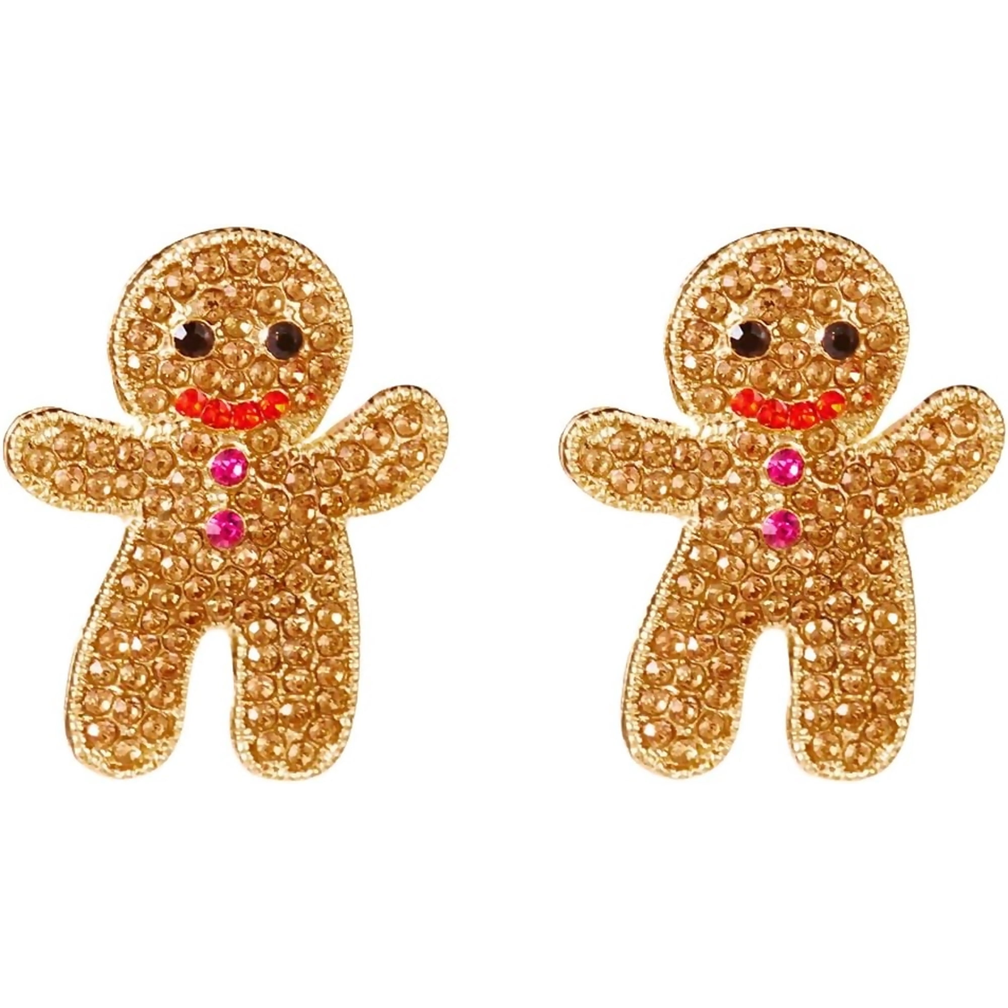 Zephyriana Christmas Gingerbread Rhinestone Stud Earrings Cute Christmas Tree Boots Jingle Bell Snowman Earrings for Women Xmas Holiday Jewelry Gift