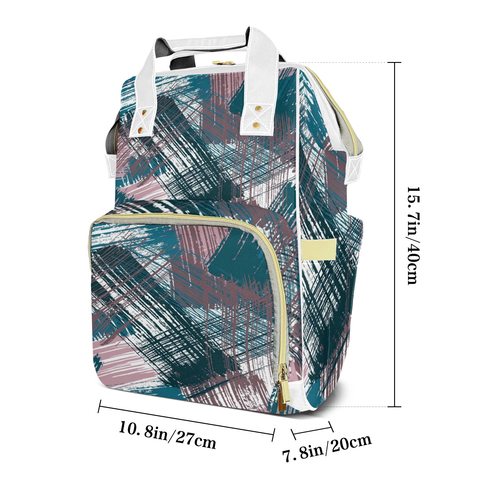 Abstract Geometric Pattern Diaper Bag Backpack – Large Capacity, Insulated Baby Bottle Pocket, Multifunctional Mommy Bag for Boys & Girls