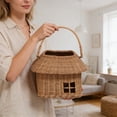 thumbnail image 4 of House-Shaped Wicker Basket with Lid,Handwoven Rattan Storage Basket for Home Decor,Kids Picnic,Organizer|Decorative Brown Woven Gift Box,Versatile for Toys,Wall Hanging(S), 4 of 7