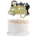 thumbnail image 1 of Saxofón Cake Topper Happy Birthday con purpurina negra y dorada, 1 of 7