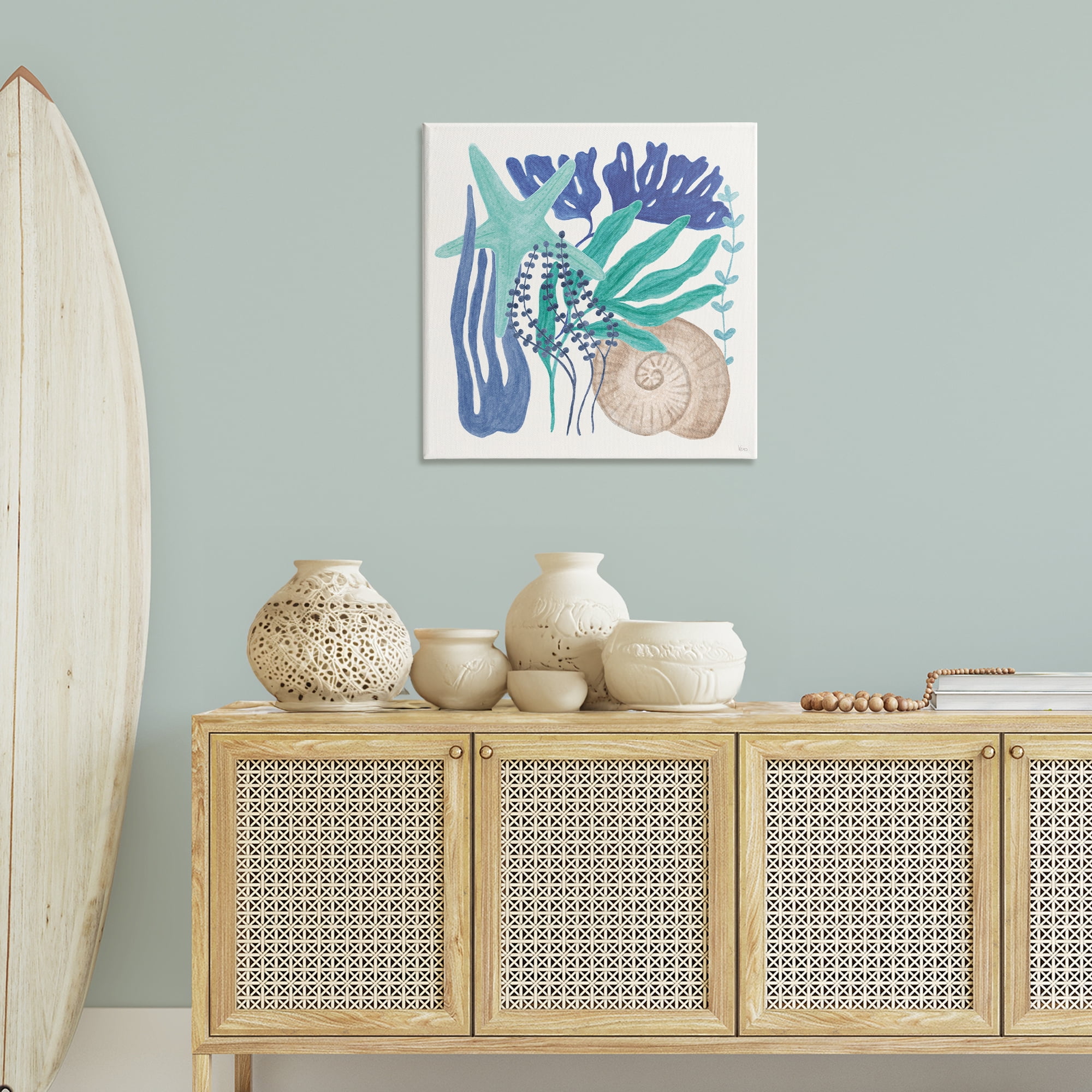 Stupell Industries Layered Coastal Shells Nautical & Beach Painting Wrapped Canvas Art Print Wall Art, 30 x 30