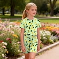 thumbnail image 4 of Kids Girls Fashion Cute Print Loose Short Sleeve Top Shorts Set Homewear Set, 4 of 9