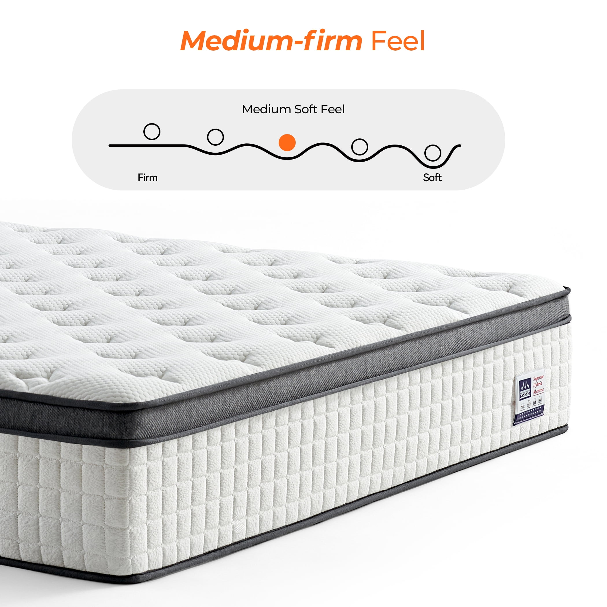 Vumece Full Size Mattress, 10 Inch Medium Firm Full Mattress in a Box, Hybrid Mattress with Individually Pocketed Coils for Targeted Support, Motion Isolation, CertiPUR-US Certified