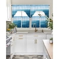 thumbnail image 5 of Blue Ombre Coastal Kitchen Curtains Swag Valance and Tier Curtains Set 24 Inch Length, Summer Nautical Ocean Wave Rod Pocket Drape Panels Pair Swag Curtain for Bathroom/Cafe/Window, 5 of 6