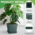 thumbnail image 2 of 4 Set Large Square Plastic Planter with Drainage & Saucer, 12" Outdoor & Indoor Plant Pots with Drainage Holes, Garden Thick Plastic Pots Container, Uv-Resistant (12",Square,Gallon Green), 2 of 5