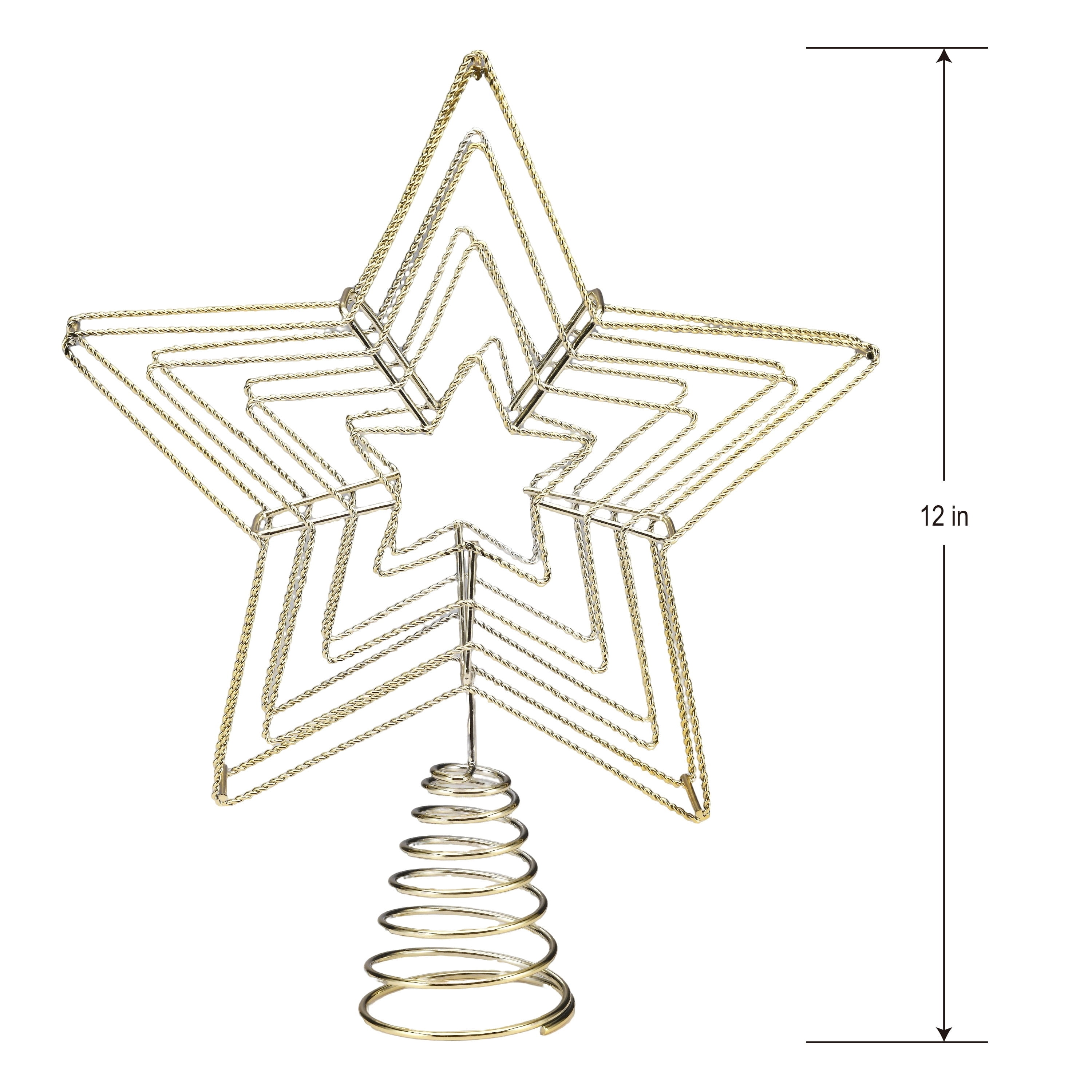 Metal Star Christmas Tree Topper, Gold, 12", by Holiday Time