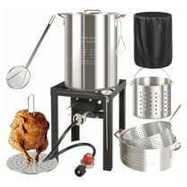 BNHHYYDS Turkey Fryer Kit - 30QT & 10QT Outdoor Fryer, Propane Burner, Seafood Boil Pot with Skimmer & Cover - Aluminum Deep Fryer for Crab, Crawfish
