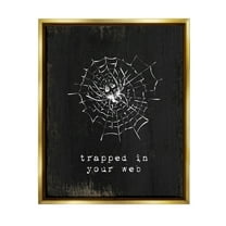 Stupell Industries Trapped In Your Web Spider Graphic Art Metallic Gold Floating Framed Canvas Print Wall Art, Design by Lil' Rue