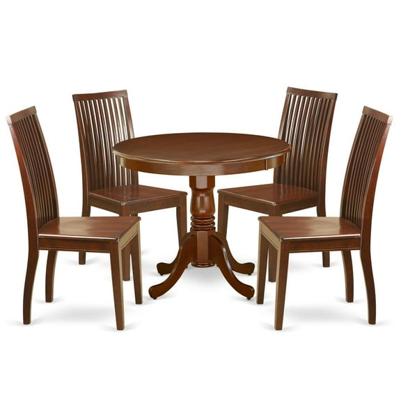 East West Furniture Dining Room Set Mahogany, ANIP5-MAH-W
