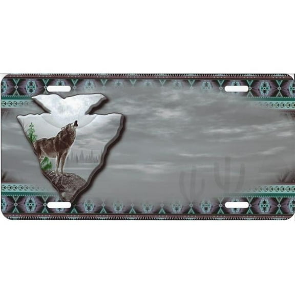 212 Main SM912 6 x 12 in. Offset Arrowhead Wolf License Plate