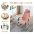 thumbnail image 4 of Adjustable Headrest Pillow Rocking Chair, Teddy Fabric Upholstered Glider Rocker with High Backrest, Modern Comfy Side Armchair for Nursery/Bedroom/Living Room, Pink, 4 of 9