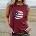 thumbnail image 2 of Wycnly 4th of July Tank Top for Women Independence Day Patriotic Tshirts Loose Fit Breathable Vest Summer Baseball US Flag Print Round Neck Sleeveless Fashion Blouses Wine xl, 2 of 6