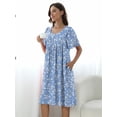 thumbnail image 3 of MINTREUS Nightgown Short Sleeve for Women Sleepwear V Neck Nightshirt House Dress with Pockets, 3 of 7