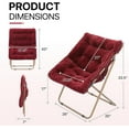 thumbnail image 2 of YEXJ Saucer Chair for Adult, Square Comfy Cozy Chair Folding Chair Faux Fur Metal Frame Foldable Reading Chair Accent Chair for Bed Room Living Room Set of 2-Red, 2 of 10