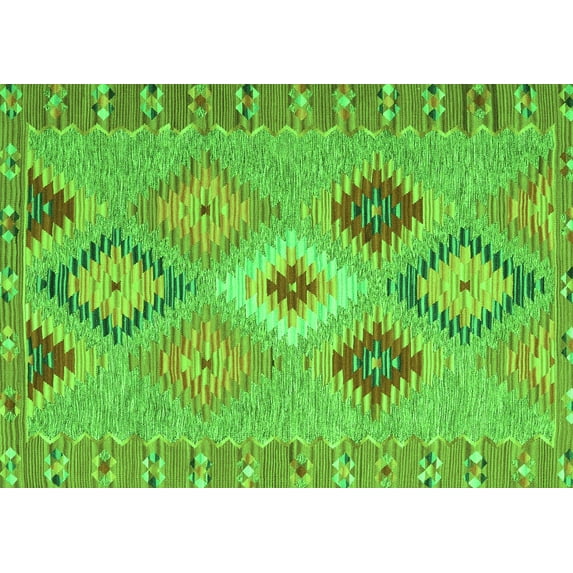 Ahgly Company Indoor Rectangle Southwestern Green Country Area Rugs, 3' x 5'