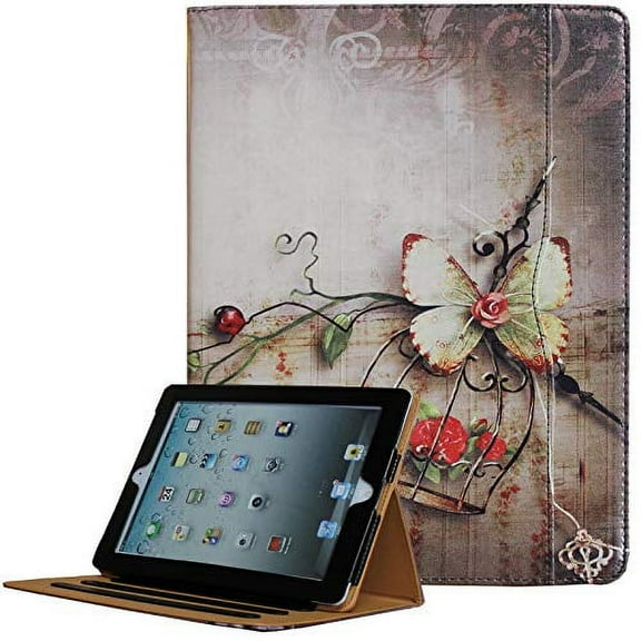JYtrend iPad 2 /iPad 3 /iPad 4 Case, Multi-Angle Viewing Stand Leather Folio Smart Cover with Pocket, Auto Wake Up / Sleep for Model A1395 A1396 A1397 A1403 A1416 A1430 A1458 A1459 A1460 (Bu
