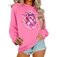 thumbnail image 2 of yoeyez Breast Cancer Awareness Shirts for Mom Pink Ribbon Graphic Tee Long Sleeve Crewneck Sweatshirts Pullover Pink,S, 2 of 5
