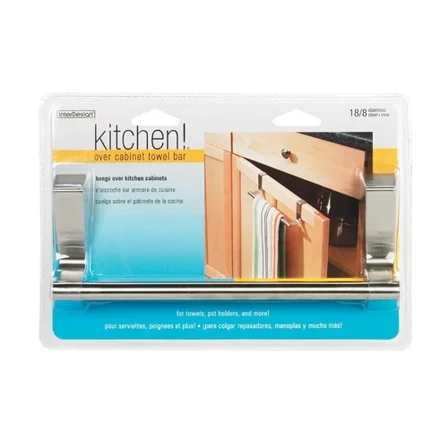 Idesign Brushed Silver Over The Cabinet Towel Bar 9-1/4 In. L Stainless Steel
