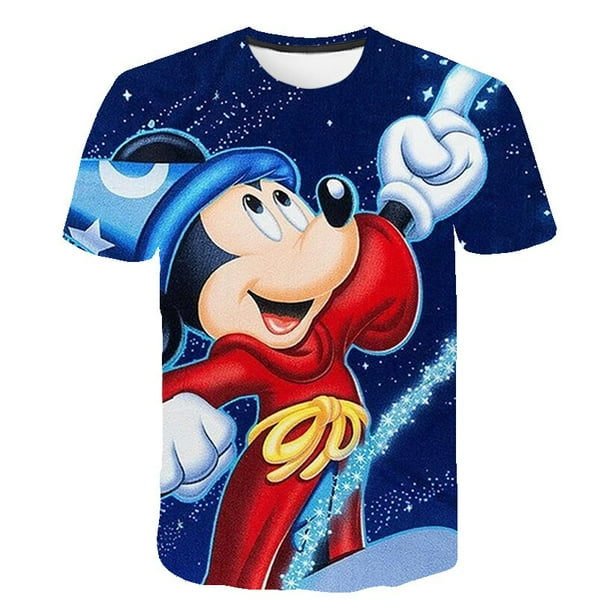 Camiseta con estampado 3D de Mickey Mouse Harajuku para niños, ropa para niños, sudadera de manga corta, camiseta de dibujos animados para niños, Mickey, 4T Gao Jinjia LED