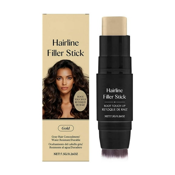 SDJMa Waterproof Hair Touch Up Stick, Instant Gray Hair Cover, Double-Ended with Brush, gold