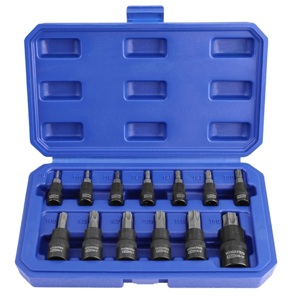 Juego de enchufes WORKPRO Torx Bit, 13 piezas, hexagonales, T8-T60 1/4, 3/8 y 1/2