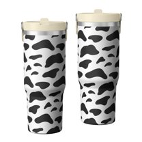 Leopard Print 30oz Handheld Travel Tumbler with Handle – Double Wall Stainless Steel Insulated Cup, Flip Straw Lid, Leak-Proof & BPA-Free for Hot and Cold Drinks – Durable Coffee & Juice Mug White