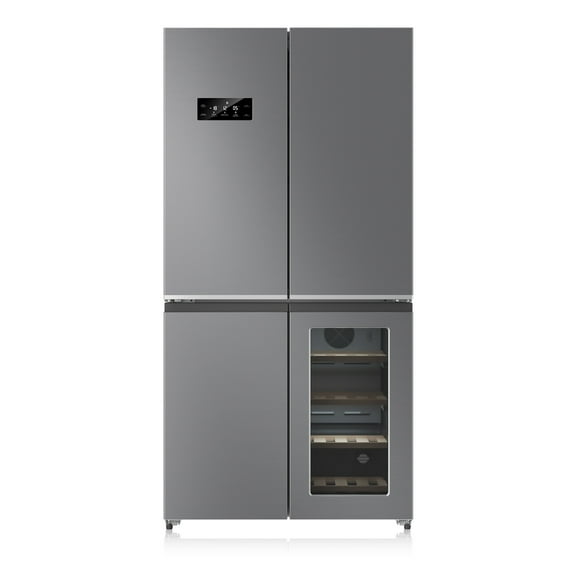 Festisoul 21 Cu.Ft Capacity Counter Depth French Door Fridge with Wine Cabinet, 4-Door Large French Refrigerator Frost-Free Cooling Stainless Steel Refrigerators for Home