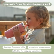 YAYA My First Travel Tumbler for Preschool & Kids 3+, Insulated Stainless Steel Tumbler with Reusable Silicone Straw & Spill-Proof Lid, Cup Holder Compatible, BPA-Free, 12oz, Daisies