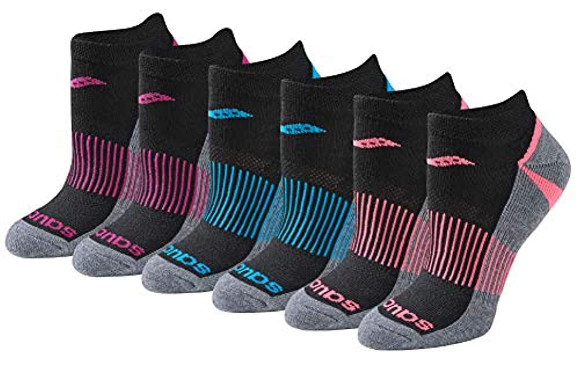 Saucony Women s 6 Pack Selective Cushion Performance No Show Athletic Sport Socks Black Assorted Shoe Size 5 9 Size 9 11