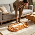 thumbnail image 5 of Orange Tabby Cat Shaped Area Rug Soft Plush Velvet Sleeping Kitty Mat For Bedroom Bedside Entryway Cozy Decor Funny Gift For Cat Lovers (40x60cm), 5 of 5