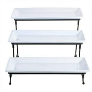 Gibson Elite Gracious Dining 3-Tier Serving Set w/ Plates & Metal Stand