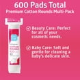 thumbnail image 2 of Simply Soft Premium Cotton Rounds, 100% Pure Cotton, Absorbent Cotton Pads, 600 Count, 2 of 8