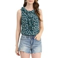 thumbnail image 1 of INSPIRE CHIC Women's Ruffle Chiffon Sleeveless Floral Top M Blue, 1 of 6