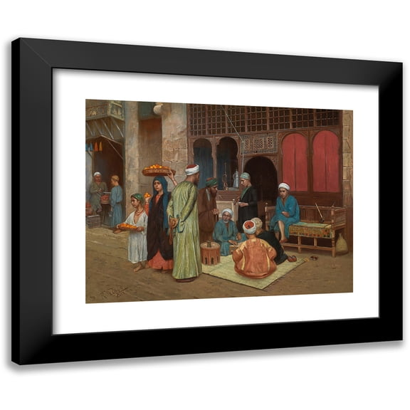Rudolf Weisse 14x12 Black Modern Framed Museum Art Print Titled - Outside a Coffee House