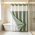 thumbnail image 5 of Waffle Weave Double Layer Shower Curtain, Waterproof Polyester Fabric Bathroom Curtain with Detachable Liner & Metal Grommets, No Hook Installation, Quick-Dry, Machine Washable, 72 x 36 Inches, 5 of 6