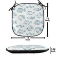 thumbnail image 5 of Sea Life Chair Seating Cushion, Outline Design of Hand Drawn Fish Shapes and Aquatic Creatures, Soft Seat Pads for Office with Anti-slip Backing, 16"x16", Dark Sky Blue White, by Ambesonne, 5 of 7