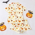 thumbnail image 5 of Womens Pajama Sets Fall Funny Pumpkin Print Button Short‑Sleeve Top Shorts Halloween Pajamas for Women Set, 5 of 7