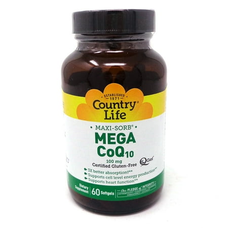 Country Life - Maxi-Sorb Mega CoQ10 Q-Gel 100 mg. - 60 Softgels