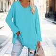 thumbnail image 2 of Breezora Tunique à Col Rond Surdimensionnée pour Femmes, Chemise à Manches Longues Rayée, Blouse Douce et Ample, Tenue Décontractée Décontractée, Confort Quotidien 2026, Taille P, Bleu, 2 of 5