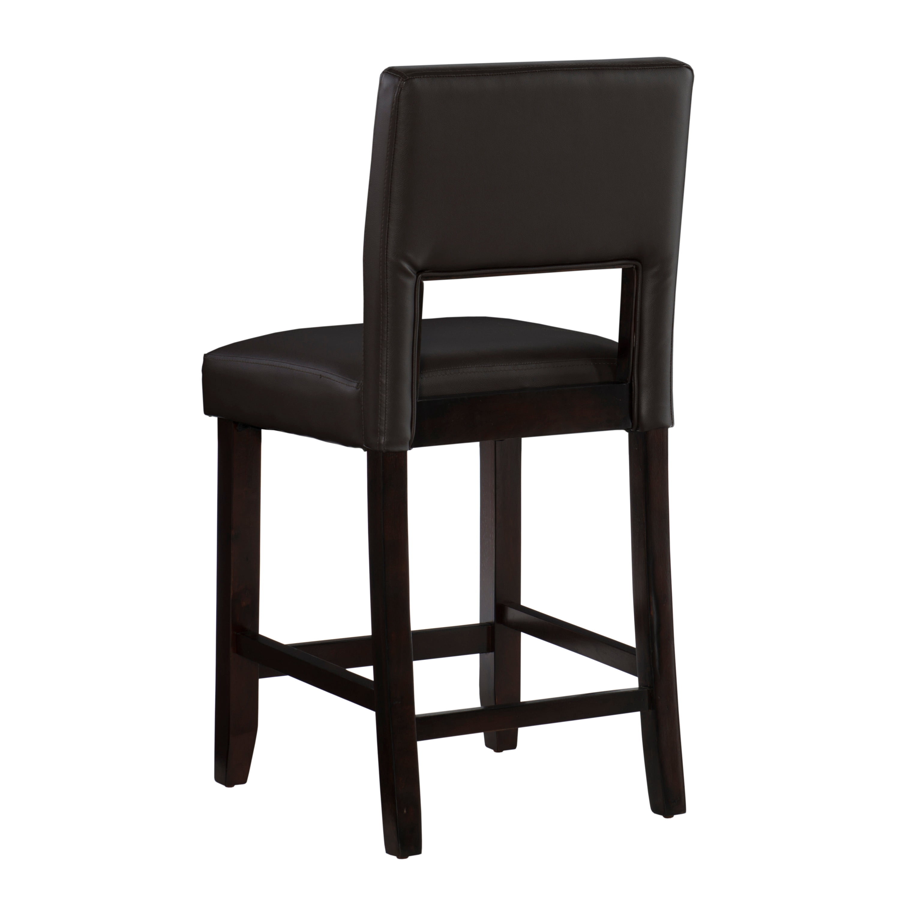 Linon Jevon 24" Indoor Wood Counter Stool, Dark Brown Faux Leather