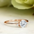 thumbnail image 4 of Gem Stone King 10K Rose Gold Moissanite and White Created Sapphire Solitaire Engagement Ring for Women (0.83 Cttw, Round 6MM, Gemstone Birthstone, Size 9), 4 of 6
