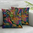 thumbnail image 3 of ONETECH Color Throw Pillow Cover Abstract Purple Pink Red Orange Golden Blue Chaotic Waves Colorful Rainbow Square Pillow Case Cushion Cover for Home Car Decorative, 3 of 5